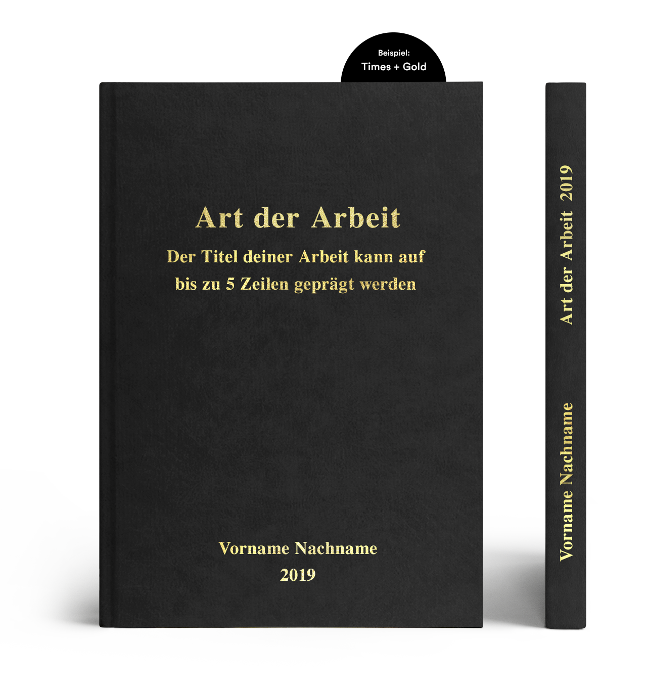 Hardcover A5 mit Prägung in Gold