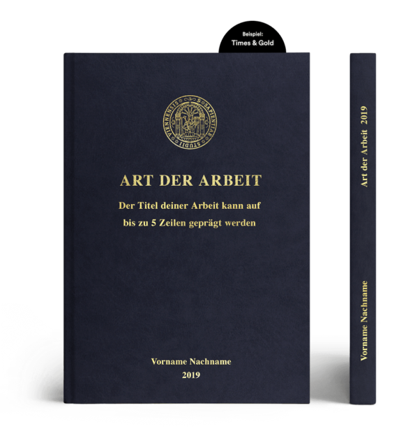 Hardcover Lederoptik dunkelblau Prägung Times & Gold